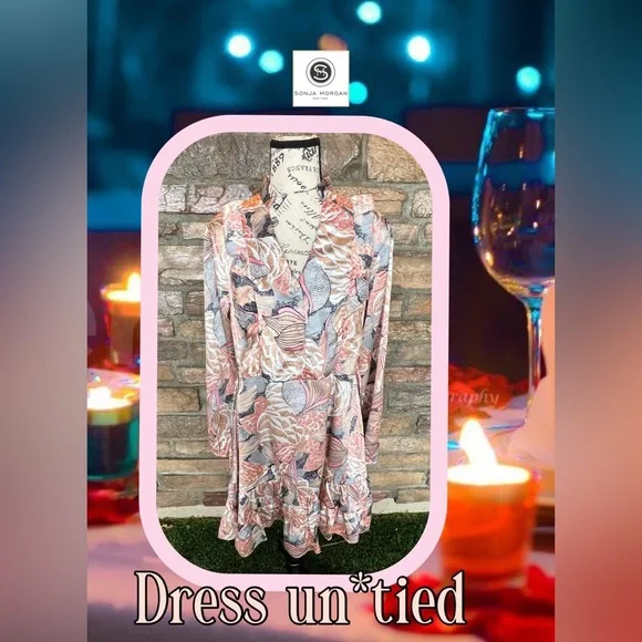 Sonja by Sonja Morgan Mystical Floral tie Ruffle Dress Size S - Picture 9 of 15